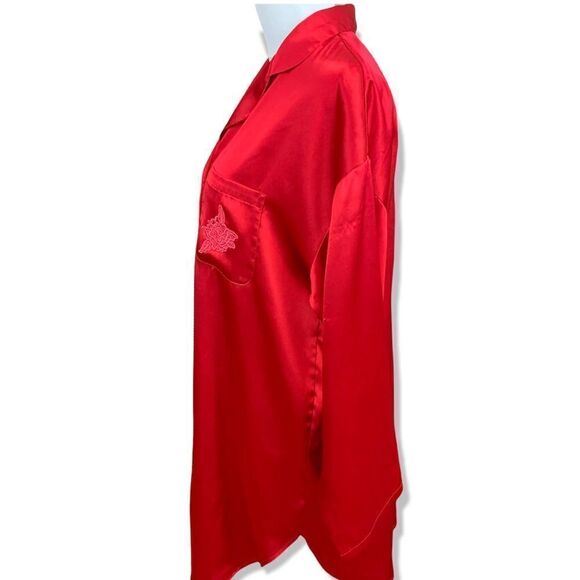 Vintage Victoria’s Secret heart label red satin button down sleep shirt - Picture 2 of 8